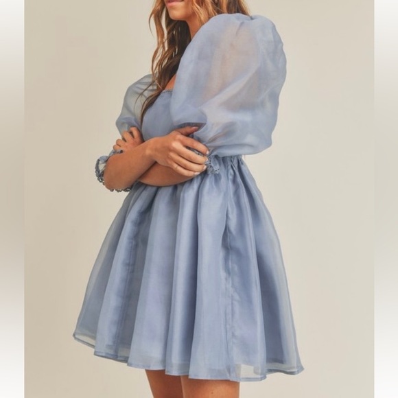 Tulle Puffy Babydoll Dress Blue - Picture 7 of 7